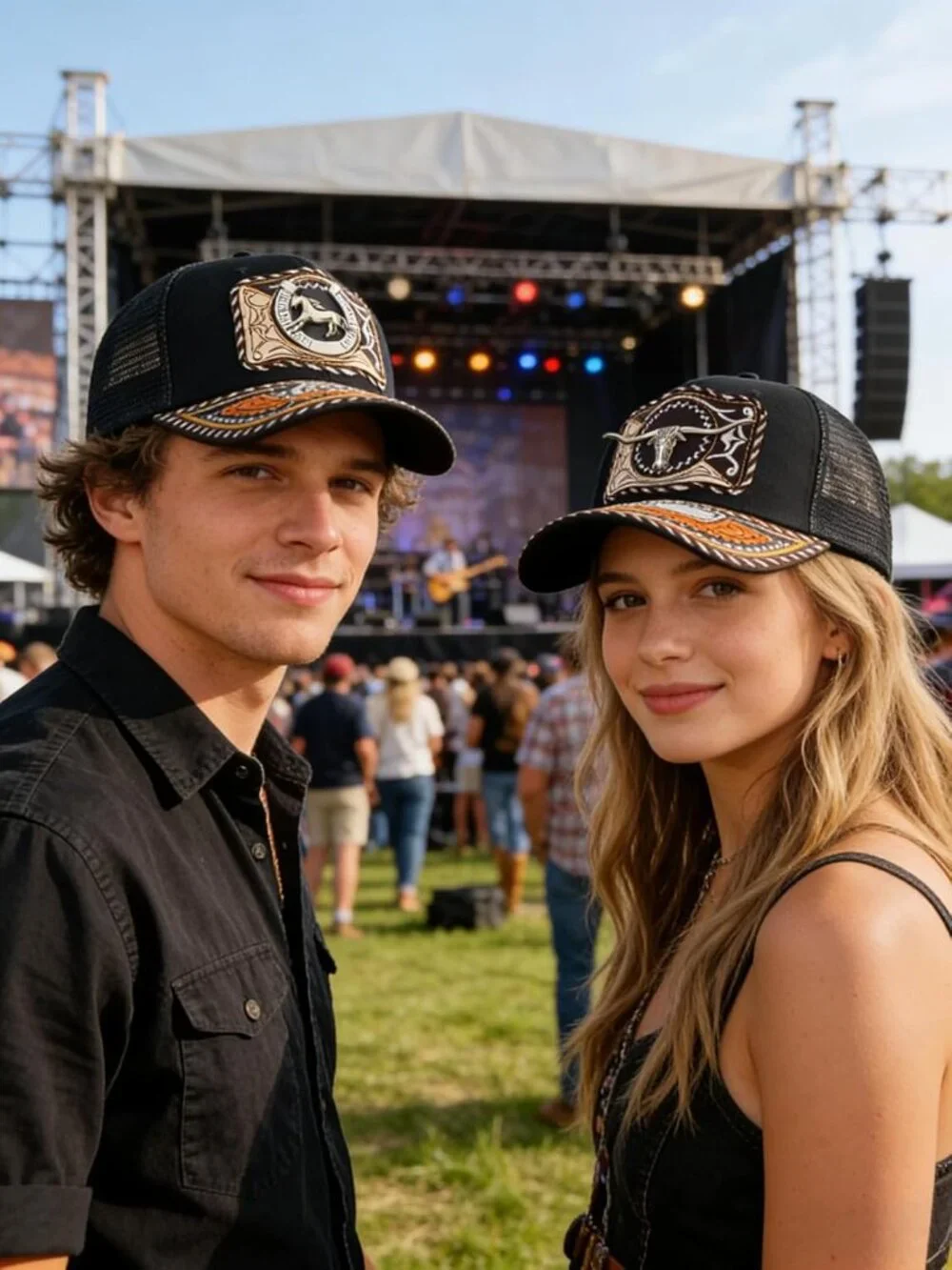 Men's E Black Polyester Western Vintage Cowboy Cute Baseball Cap